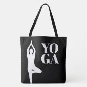 Sac à main noir silhouette de pose d'arbre de yoga (Devant)