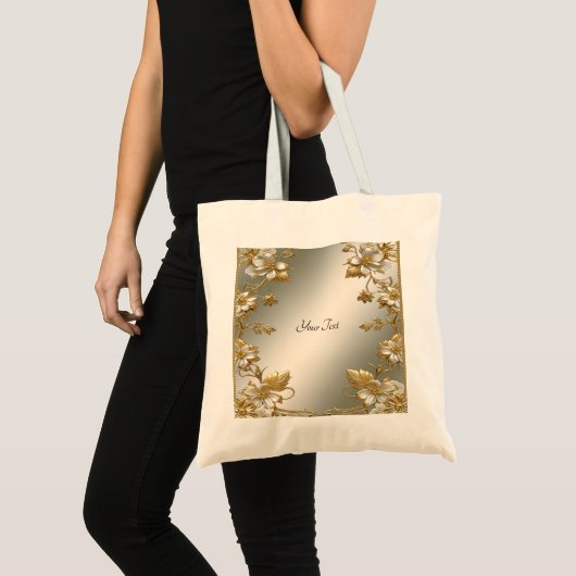 Sac à main orné de fleurs blanches en or (Devant (produit))