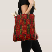 Sac à main patchwork tribal africain rouge soleil (De près)