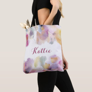 Sac à main personnalisé fleuri aquarelle pastel
