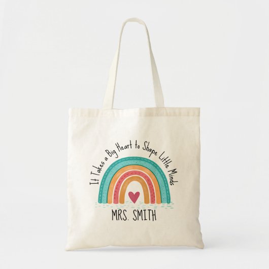 Sac à main personnalisé pour enseignant – Grand cœ (Devant)