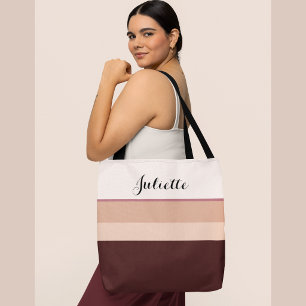 Sac à main personnalisé rayé chic en rose gold 