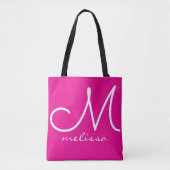 Sac à main rose vif avec son nom (Devant)