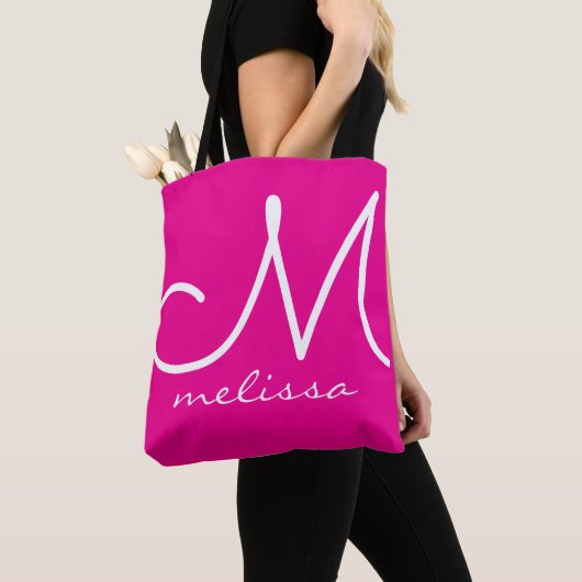 Sac à main rose vif avec son nom (De près)