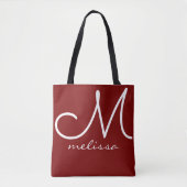 Sac à main rouge grande avec nom et initiale (Devant)