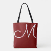 Sac à main rouge grande avec nom et initiale (Dos)