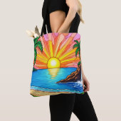 Sac à main tropical vitrail coucher de soleil (De près)