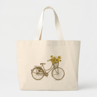 Sac à main vintage vélo avec tournesols panier