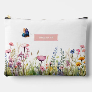 Sac à Maquillage à Nom Personnalisé avec Fleurs Sa