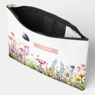 Sac à Maquillage avec Nom Hébreu avec Fleurs Sauva