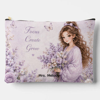 Sac à Maquillage en Soie Modifiable Fleurs Violett