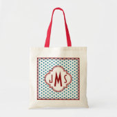 Sac à monogramme rouge et aqua Polka Dot (Devant)