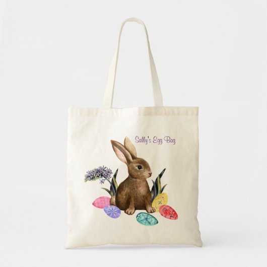 Sac à oeufs de Pâques de lapin mignon - texte modi (Devant)