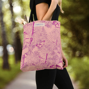 Sac à papillon rose fourre-tout personnalisé