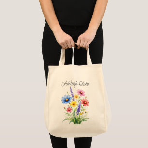 Sac à provisions de style aquarelle Bright Wildflo
