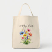 Sac à provisions de style aquarelle Bright Wildflo (Devant)