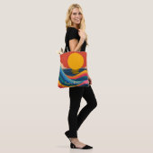 Sac à Tote Abstrait Bauhaus Vagues de Coucher de S (Sur le modèle)