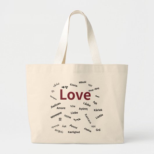 Sac à Tote « Amour » - Typographie Multilingue (Devant)