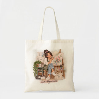 Sac à Tote Artiste « Créez un Monde Plus Heureux »