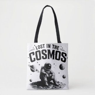 Sac à Tote Astronaute Perdu dans le Cosmos Blanc