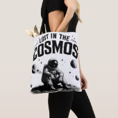 Sac à Tote Astronaute Perdu dans le Cosmos Blanc (De près)