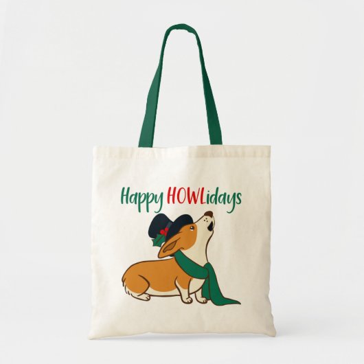 Sac à Tote Chien de Noël Corgi Chantant (Devant)