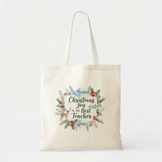 Sac à Tote de Noël à l'aquarelle – Hiver (Devant)