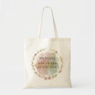 Sac à Tote Élégant Fleurs Maman Citation Aquarelle