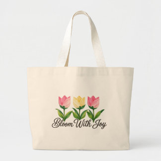 Sac à Tote Fleurs de Tulipe Rose Bloom With Joy