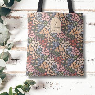 Sac à Tote Floral Personnalisé – Initiale & Nom