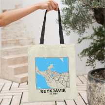 Sac à Tote Plan de la Ville de Reykjavik, Islande