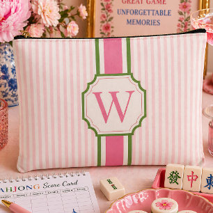 Sac à Tuiles de Mahjong en Seersucker Rose Personn