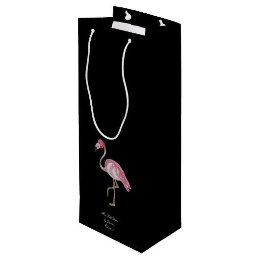 Sac à vin en Flamant rose rose noir Palm (Dos Angle)