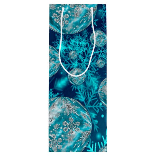 Sac à vin Frosty Blue Snowflake Bubbles (Dos)