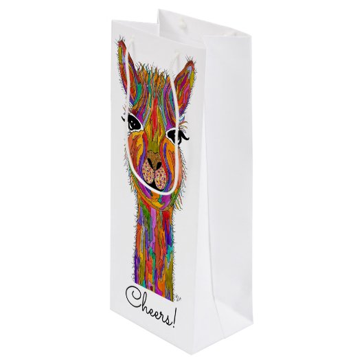 Sac à vin Llama, mignon et coloré (Devant Angle)