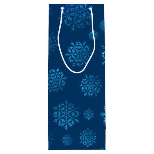 Sac à vin Motif Blue Snowflake de minuit (Dos)
