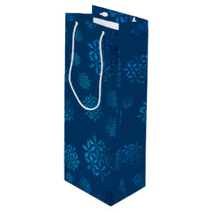Sac à vin Motif Blue Snowflake de minuit
