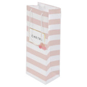 Sac à vin personnalisé Pink Strike & Blush Peony (Devant Angle)