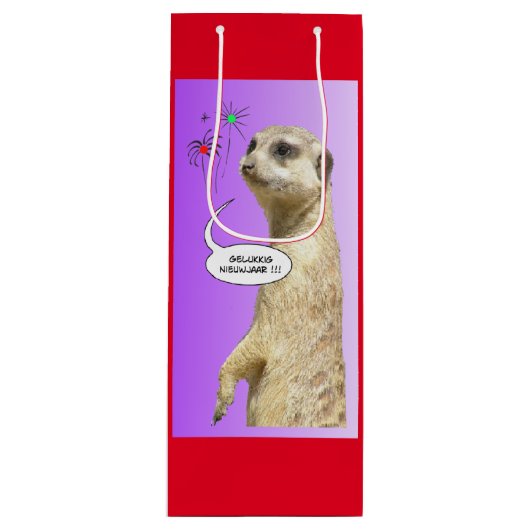 Sac à vin rouge Meerkat Nouvelle Année (Devant)