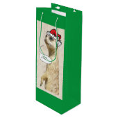 Sac à vin vert Meerkat pour Noël (Devant Angle)