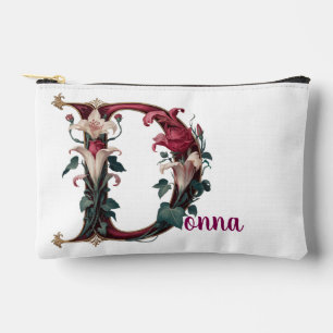 Sac Accessoires Art Nouveau Rose, Lettre D Rouge