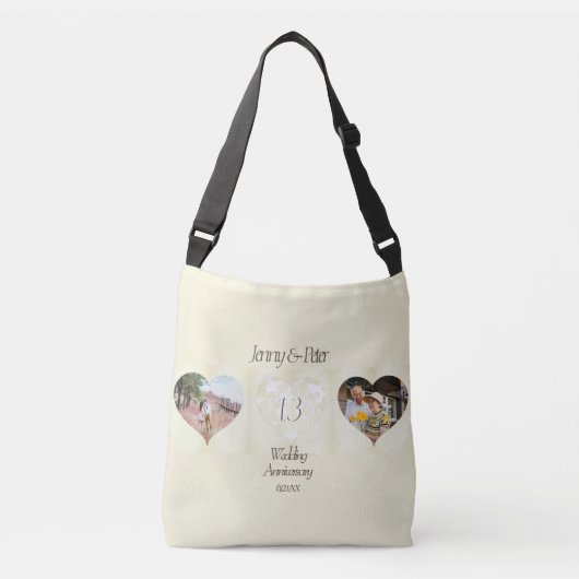 Sac Ajustable 13e anniversaire de Mariage Coeur dentelé (Devant)