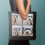 Sac Ajustable 4 Photo Collage avec nom manuscrit - noir<br><div class="desc">Utilisez quatre photos carrés pour créer un cadeau unique et personnel. Ou vous pouvez garder le chiot hipster et faire un gardien branché. Si vous avez besoin d'ajuster les images,  cliquez sur l'outil personnaliser pour apporter des modifications.</div>