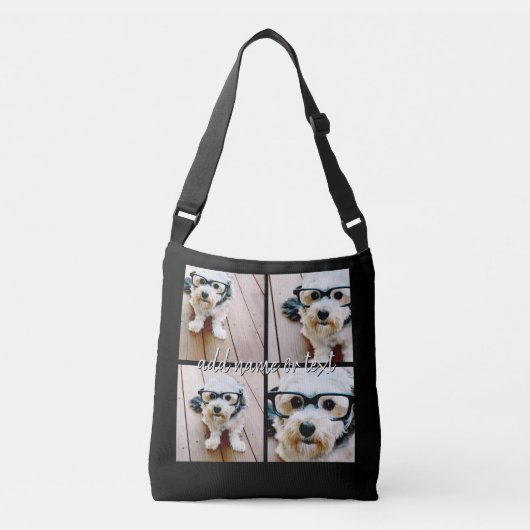 Sac Ajustable 4 Photo Collage avec nom manuscrit - noir (Devant)