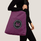 Sac Ajustable Abrégé sur rose Chevron | noir de monogramme (De près)
