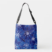 Sac Ajustable Abstrait Floral Art Motif Bleu Fleurs blanches (Dos)