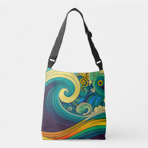 Sac Ajustable Abstrait rétro coloré les années 70 hippie Waves A