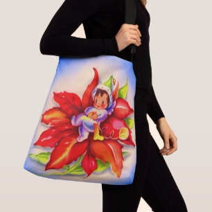 Sac Ajustable adorable elfe de Noël dans un poinsettia