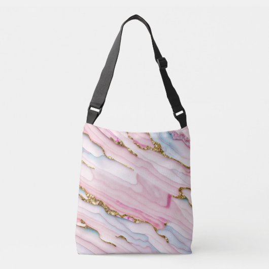 Sac Ajustable Agate Marble tendance Blue Pink Gold Collection (Devant)