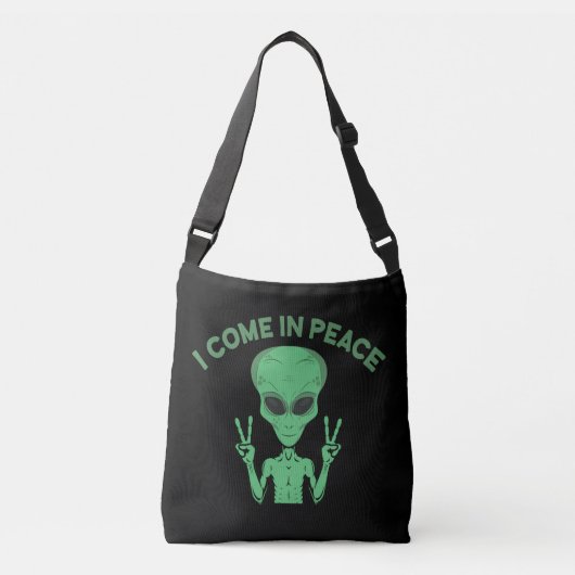 Sac Ajustable Alien Vert Je Viens En Paix OVNI Extraterrestre (Devant)